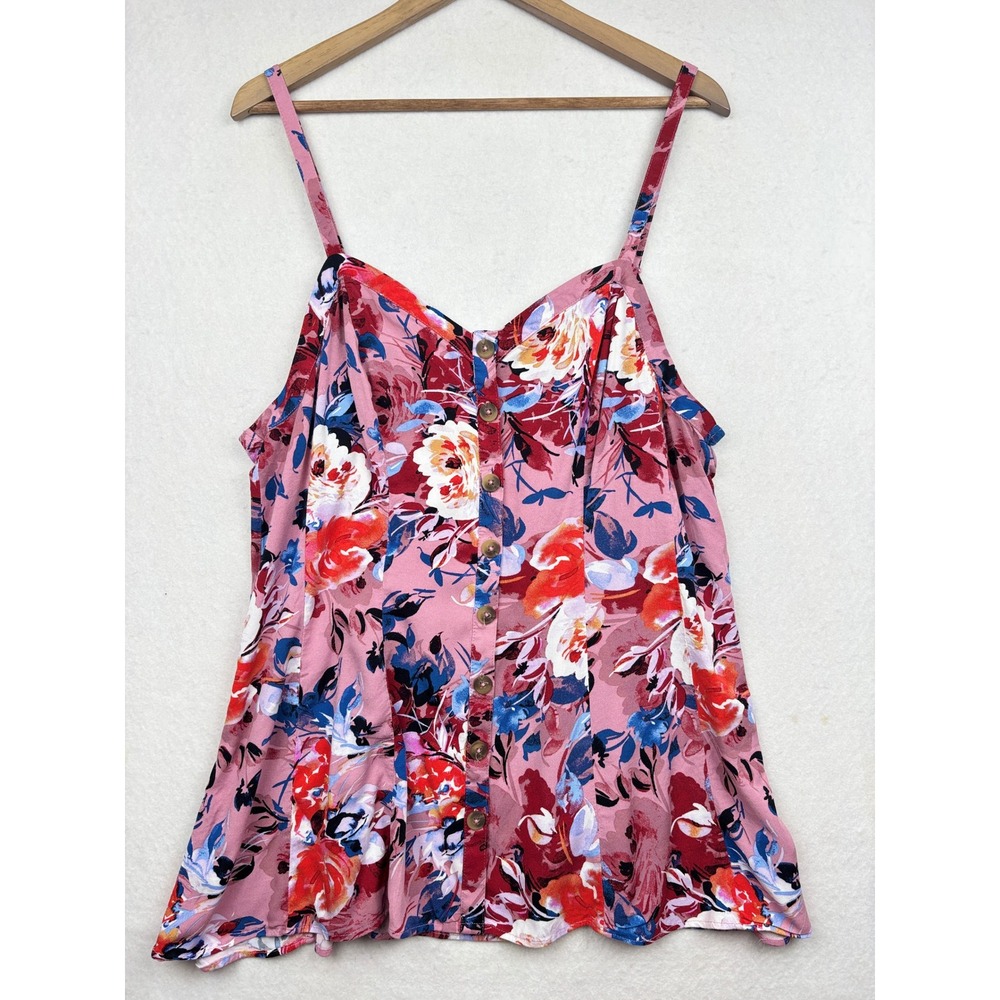 Torrid Floral Print‎ Cami Top Womens Size 2 XXL Button Front Boho Tank